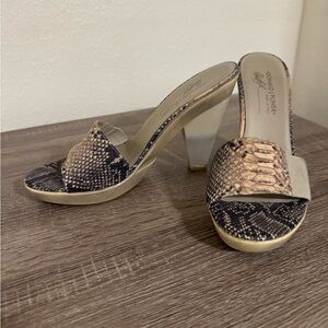 Donald J. Pliner Snakeskin Heels - Black and Tan